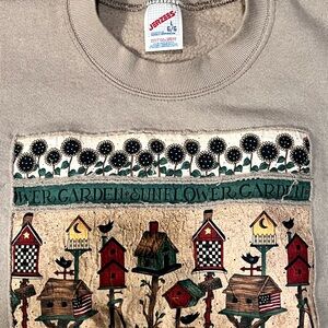 Vintage Jerzees Tan Sunflower Garden Sweatshirt